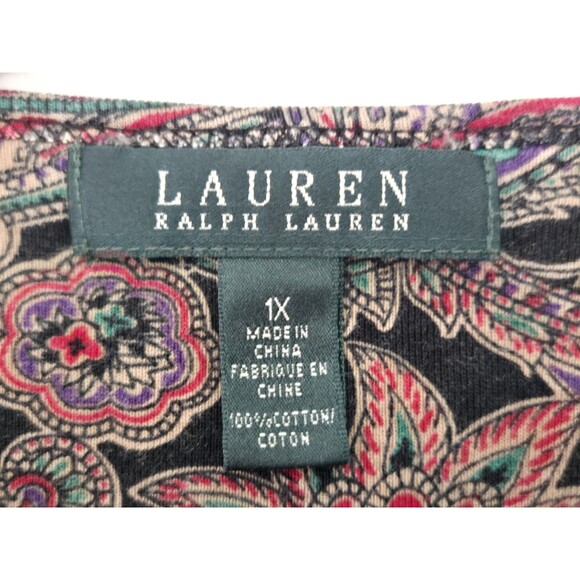 Lauren Ralph Lauren Shirt Womens 1X Plus Paisley Boho Indie Hippie Whimisgoth - Picture 4 of 5